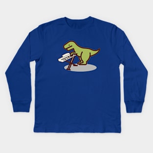 Cute T rex playing a keyboard piano; muso; band; musician; funny; dinosaur; dinosaurs; T-rex; Trex; cute; instrument; Kids Long Sleeve T-Shirt